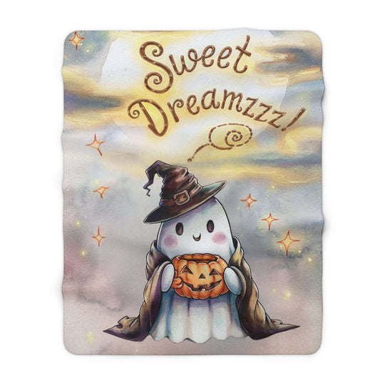 Sherpa Fleece Blanket - "Sweet Dreamzzz" Ghost Home Decor Printify 60" × 80"