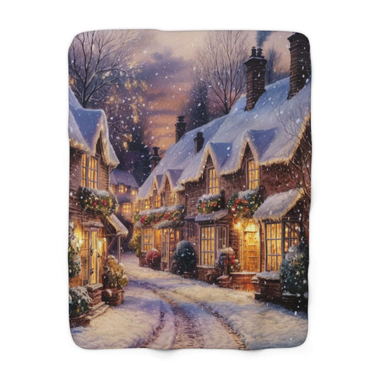 Sherpa Fleece Blanket - Cozy Christmas Village Home Decor Printify