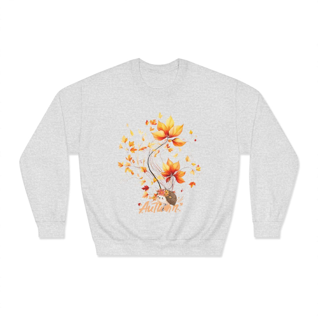Hedgehog Autumn Vibes: Cozy Fall Pullover Sweatshirt Printify Ash S