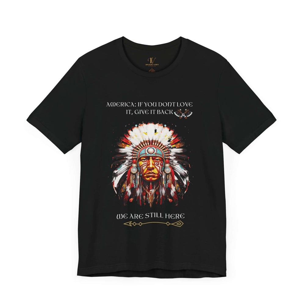 Graphic Tee: Political Native American Portrait T-Shirt Printify Black S