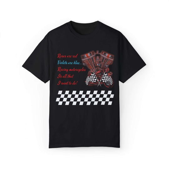 "Race Fuel & Rhymes" Motorcycle Engine Tee T-Shirt Printify Black S