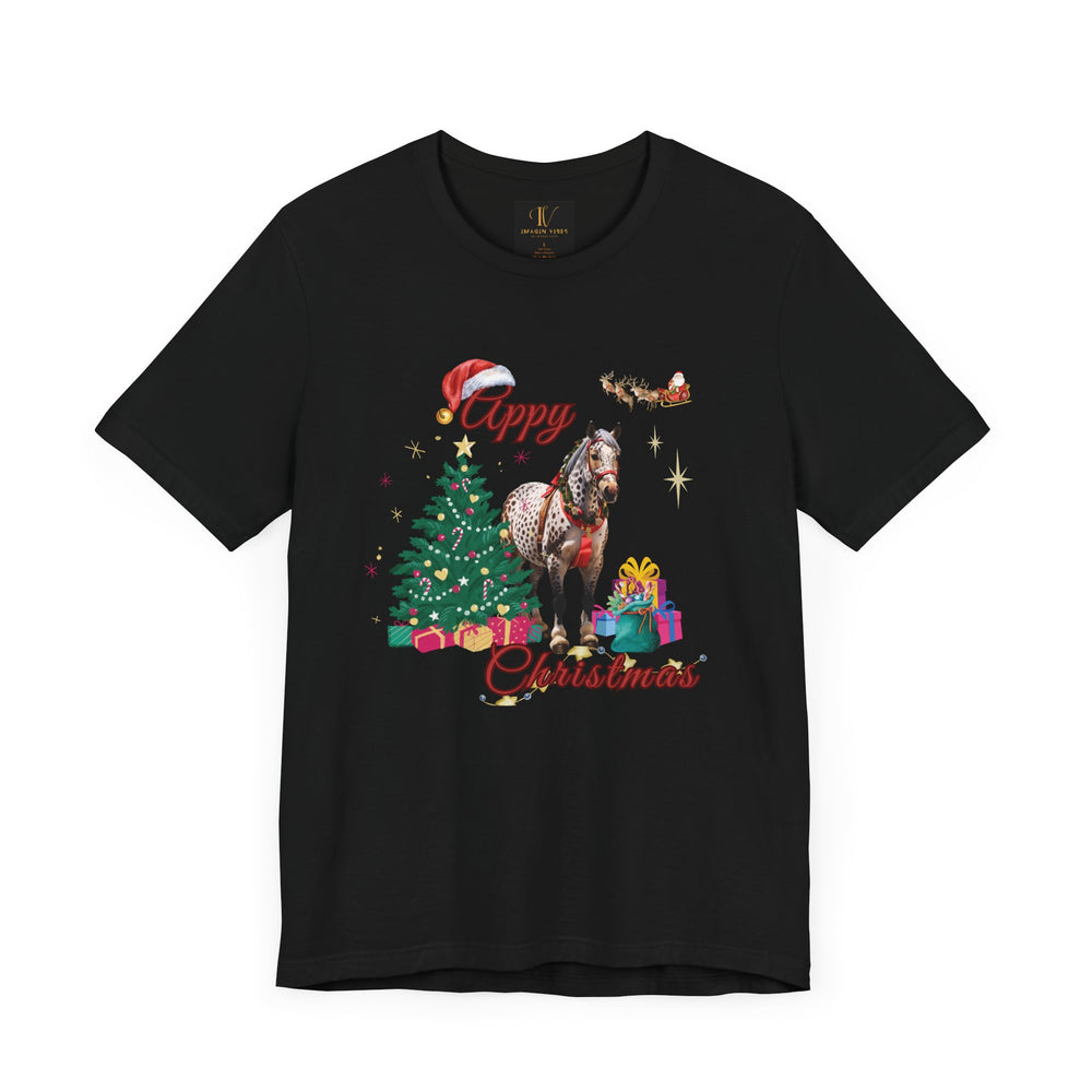 Christmas Tee with Appaloosa Horse Print T-Shirt Printify Black XS