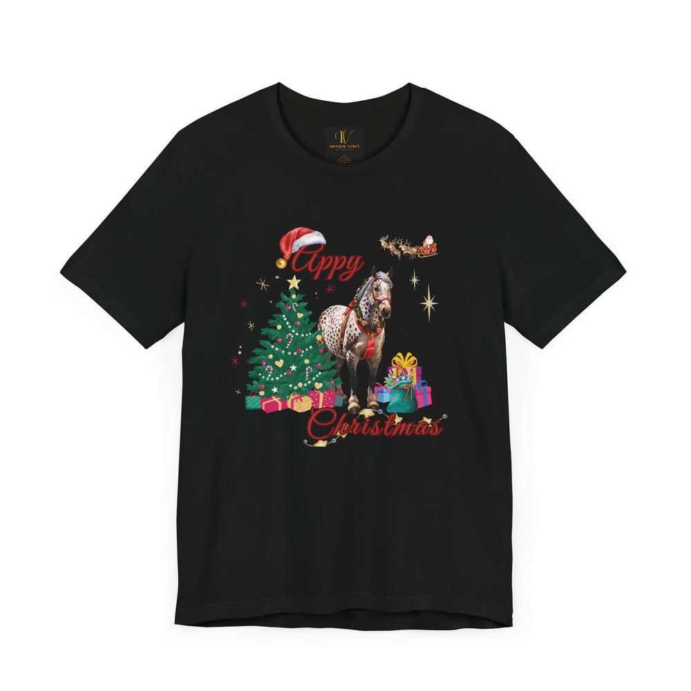 Christmas Tee with Appaloosa Horse Print T-Shirt Printify Black XS