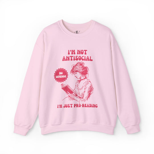 Humorous Literary Reading Woman Unisex Sweatshirt Sweatshirt Printify S Light Pink