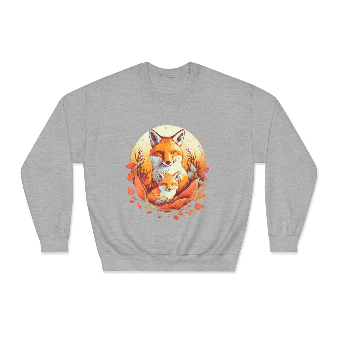 Fox Family Circle Sweatshirt Sweatshirt Printify Sport Grey S