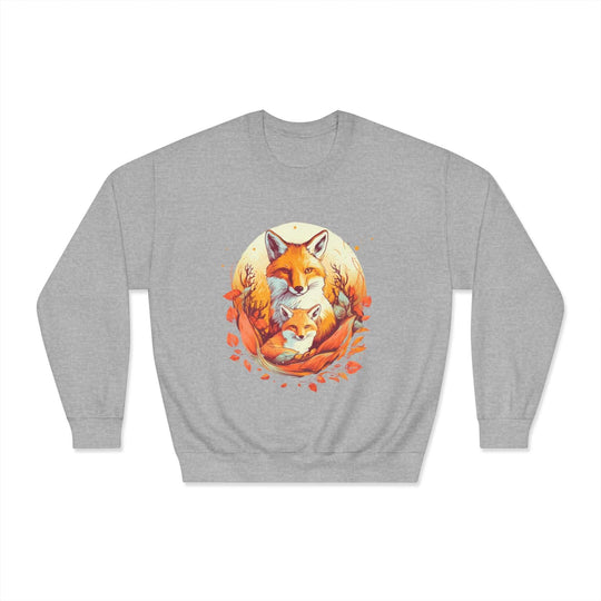 Fox Family Circle Sweatshirt Sweatshirt Printify Sport Grey S