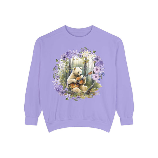 Bear Playing Violin Sweatshirt Sweatshirt Printify Violet S