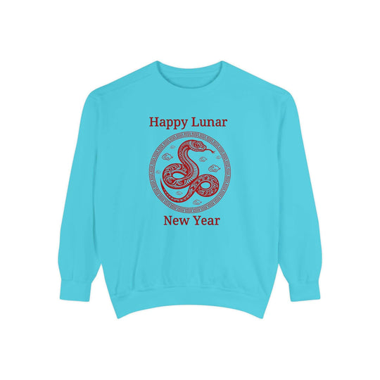 Lunar New Year Sweatshirt - Year of the Snake 2025 Sweatshirt Printify Lagoon Blue S