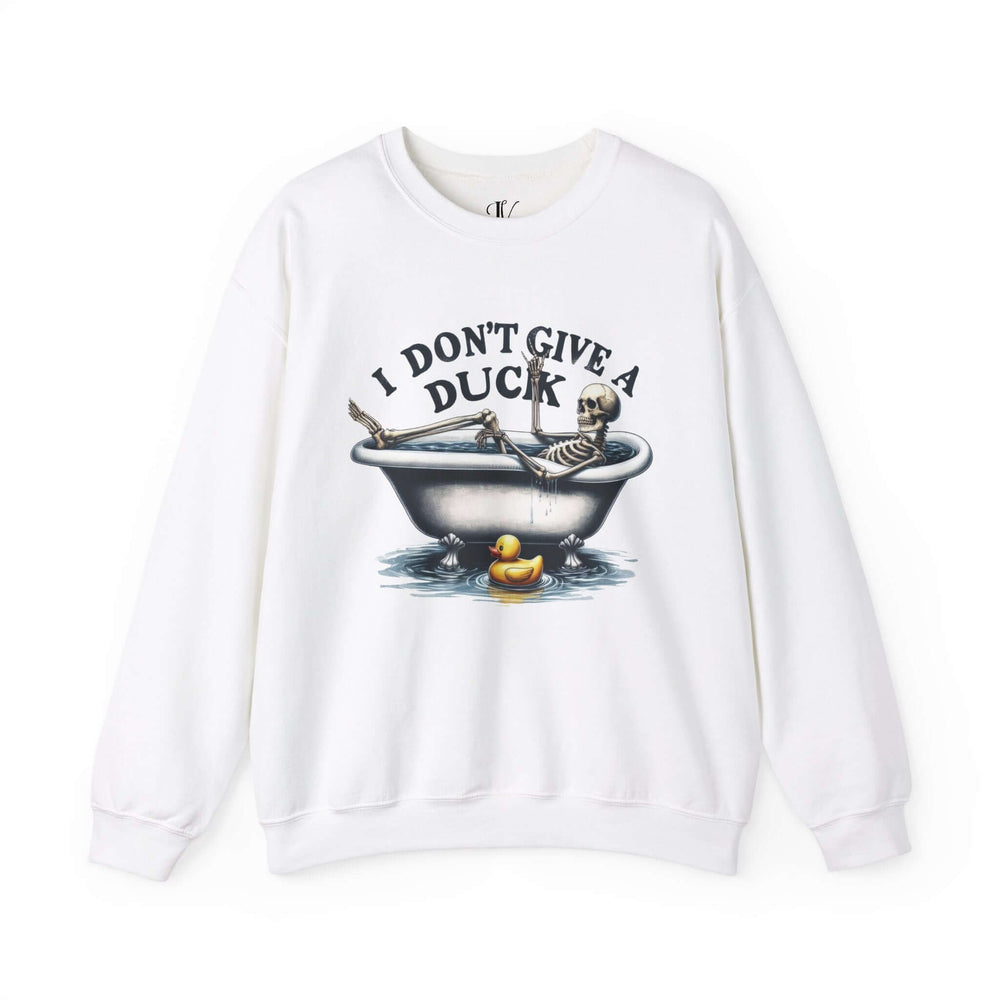 Skeleton Duck Sweatshirt - 'I Don't Give a Duck' Sweatshirt Printify S White