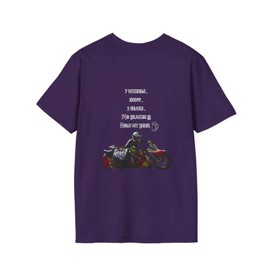 Speedway T-Shirt - 3 Wheels, 1000cc, 2 Gears, No Brakes Graphic Tee T-Shirt Printify