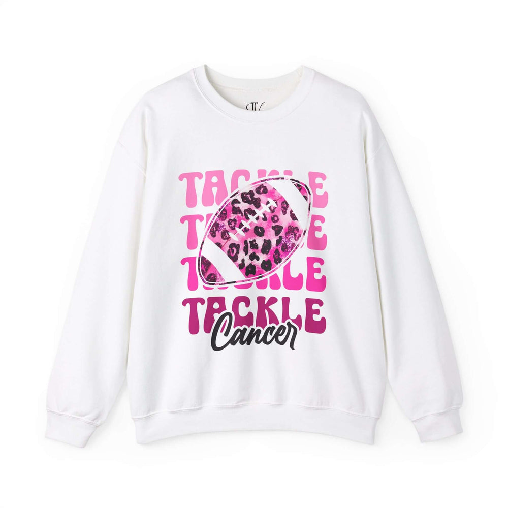 Tackle Breast Cancer Football Sweatshirt Sweatshirt Printify S White