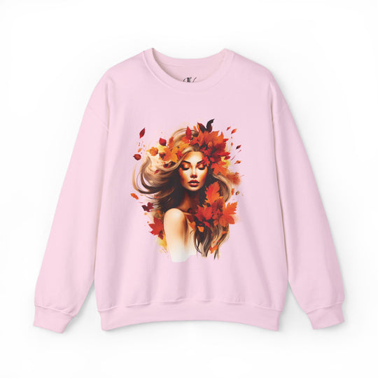 Autumn Woman Graphic Sweatshirt Sweatshirt Printify S Light Pink