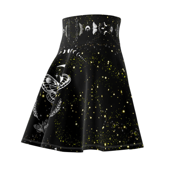 Moth Skater Skirt Gothic Occult Women's Fashion All Over Prints Printify