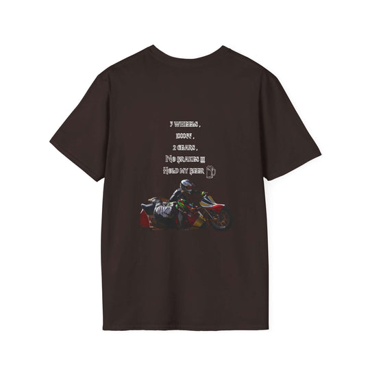 Speedway T-Shirt - 3 Wheels, 1000cc, 2 Gears, No Brakes Graphic Tee T-Shirt Printify