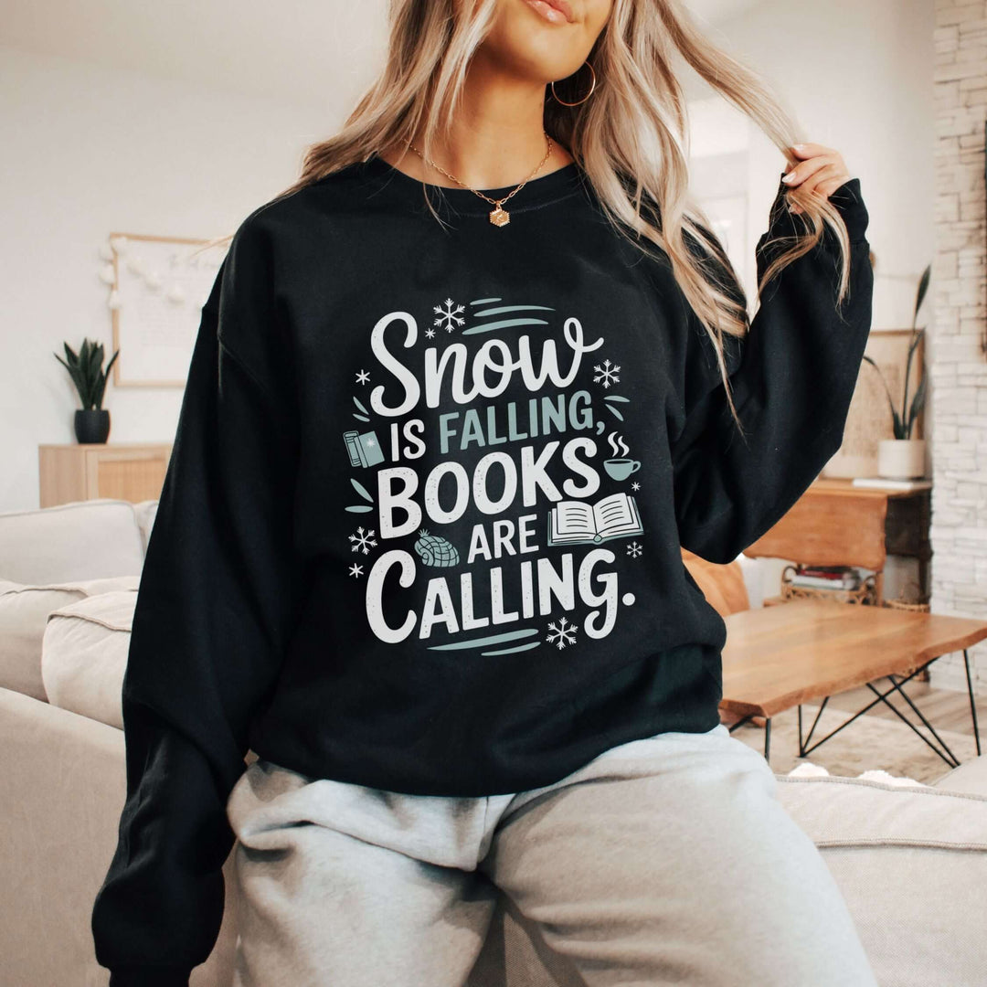 Winter Book Lover Sweatshirt Sweatshirt Printify L Black