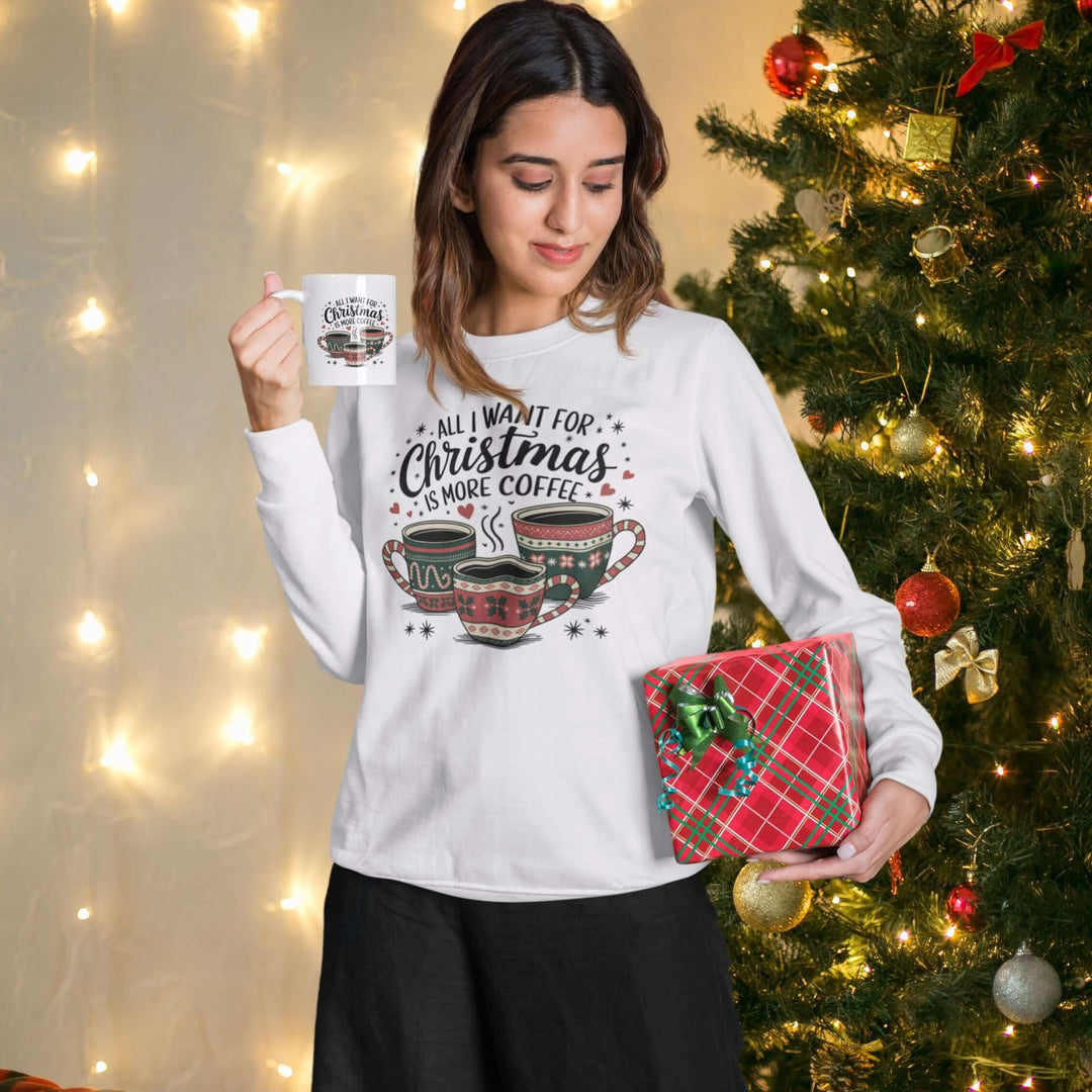 Coffee Lover Christmas Crewneck Sweatshirt Sweatshirt Printify M White