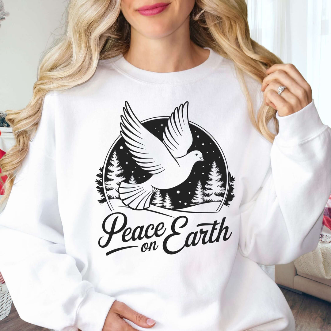 Peace on Earth Dove Sweatshirt Sweatshirt Printify L White
