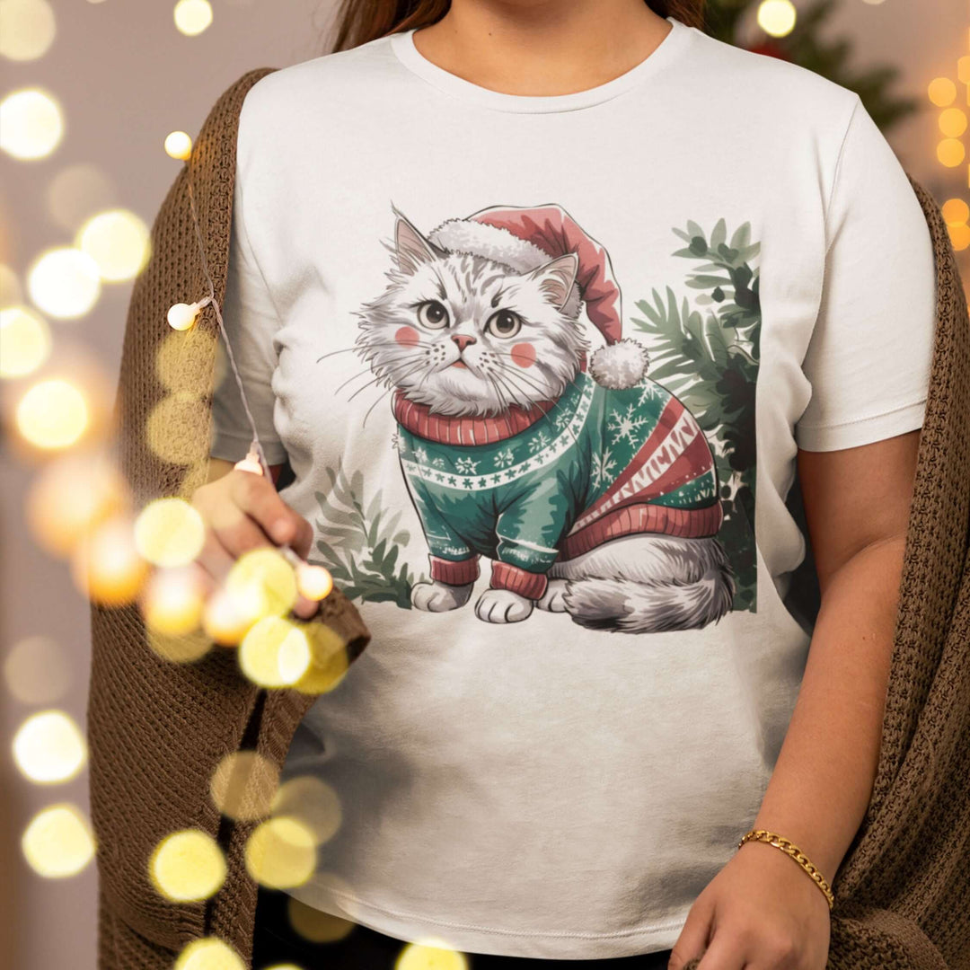 Christmas Cat Tee T-Shirt Printify White XL