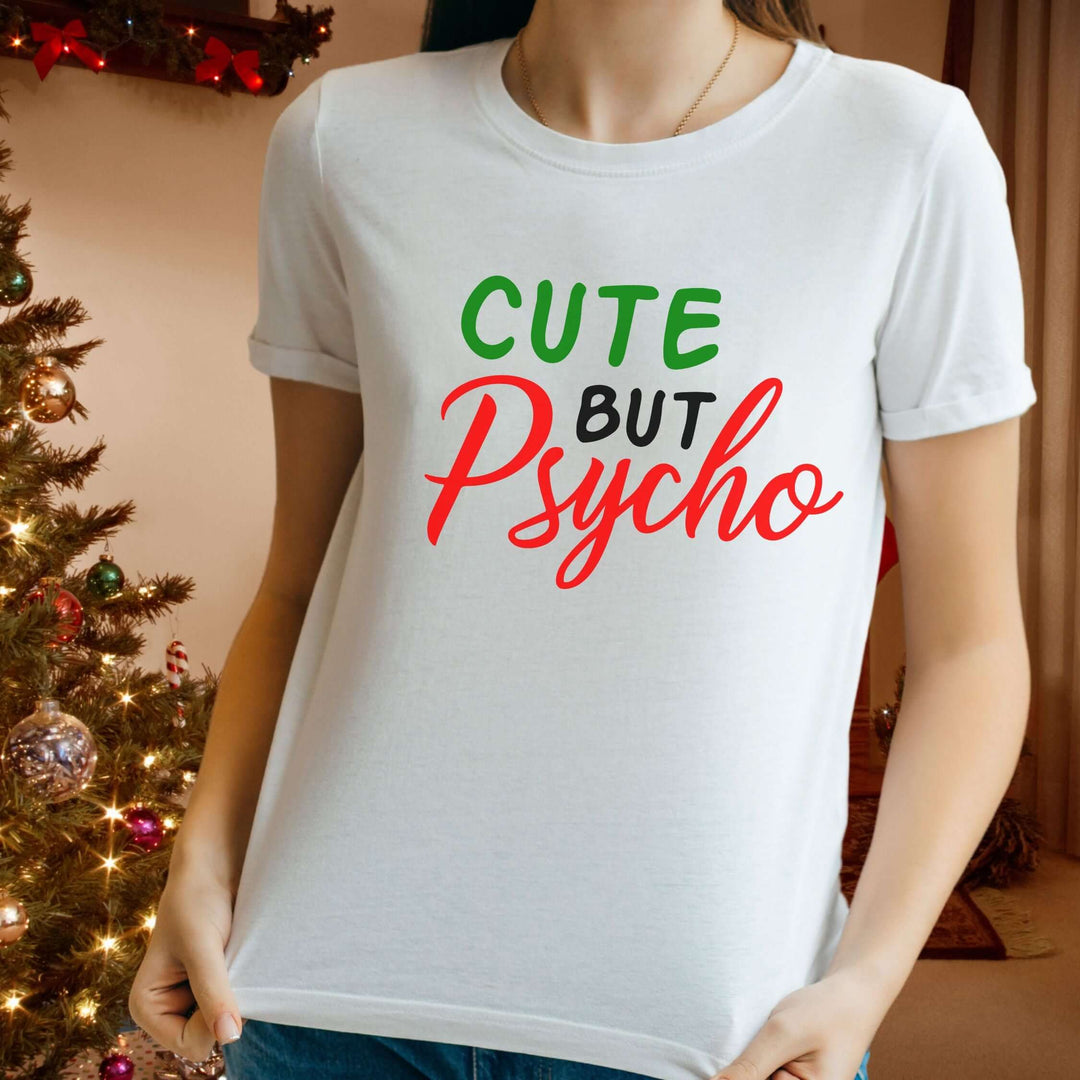 Holiday Cheer Unisex Tee: Cute But Psycho T-Shirt Printify White M