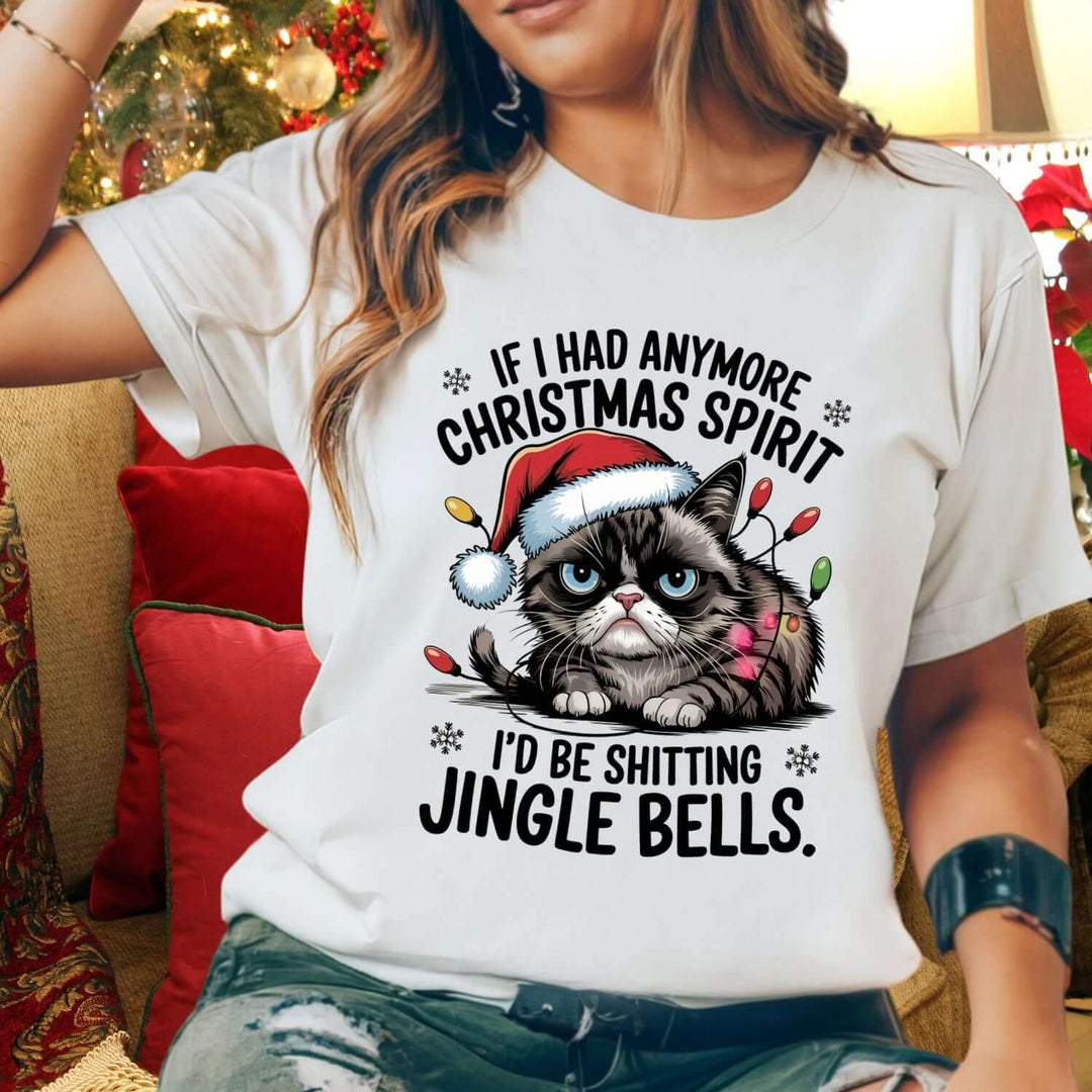 Christmas Spirit Tabby Cat Tee T-Shirt Printify White M