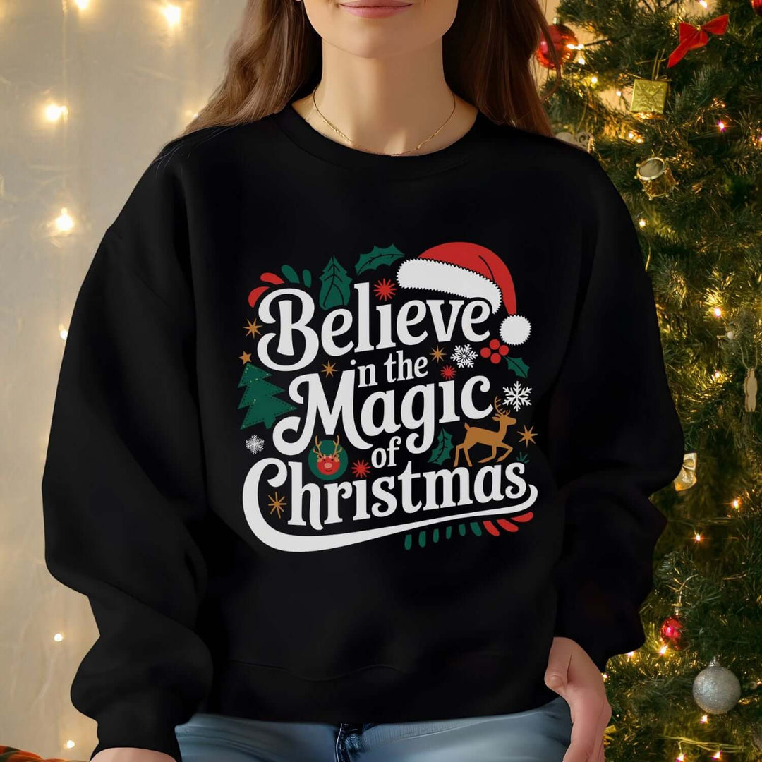 Christmas Magic Sweatshirt Sweatshirt Printify M Black