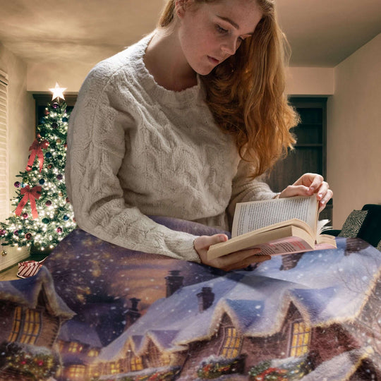 Sherpa Fleece Blanket - Cozy Christmas Village Home Decor Printify 50" × 60"