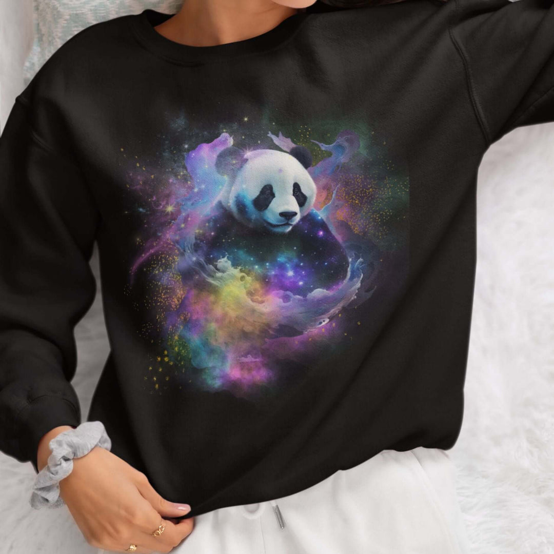 Space Panda Sweatshirt Sweatshirt Printify M Black