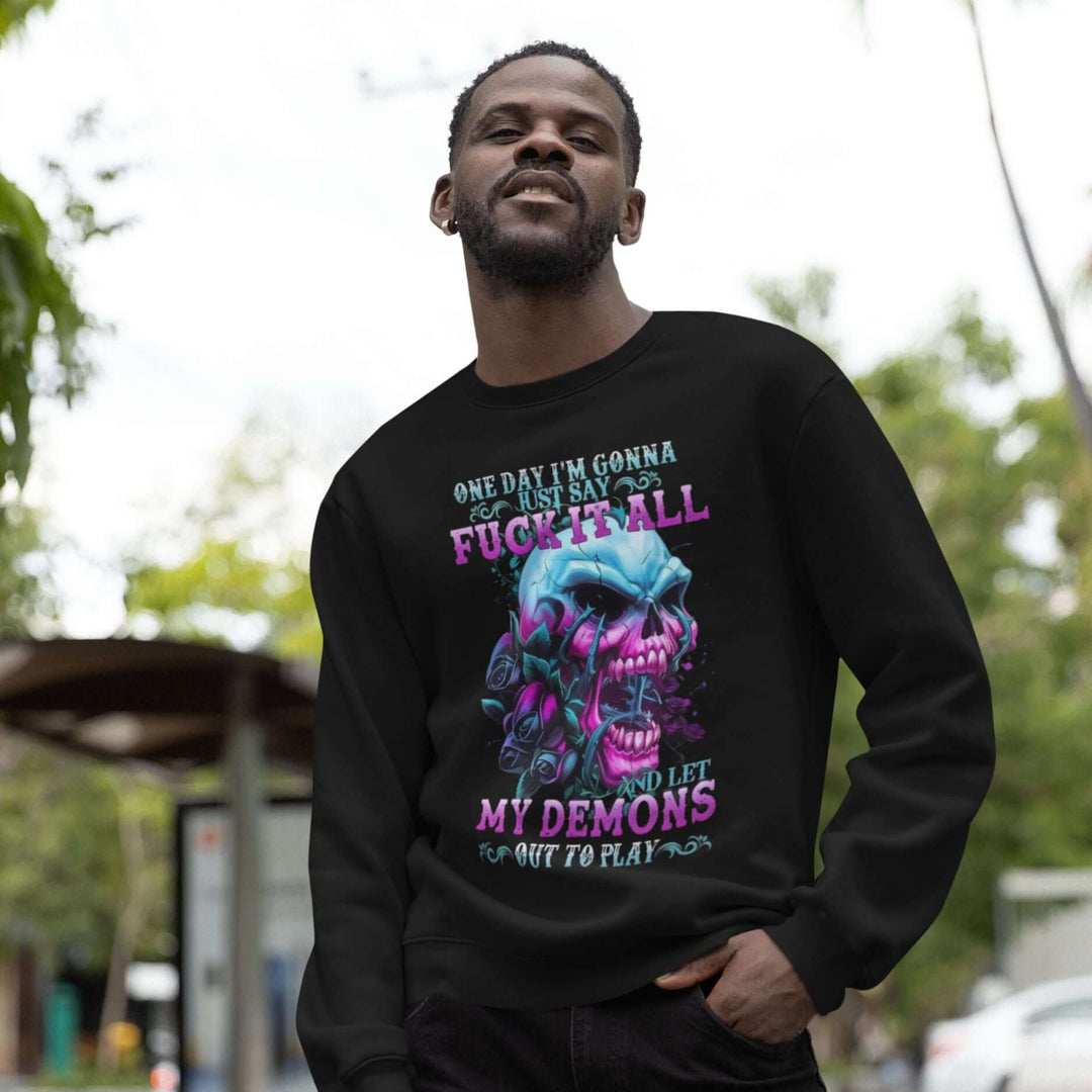 Gothic Skull Sweatshirt Sweatshirt Printify