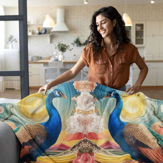 Plush Blanket - Surreal Peacock Tapestry All Over Prints Printify