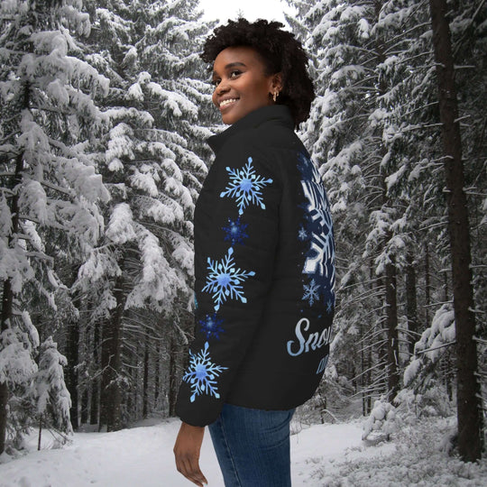 Snowflakes and Chill Puffer Jacket All Over Prints Printify