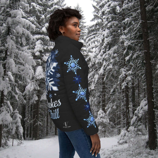 Snowflakes and Chill Puffer Jacket All Over Prints Printify