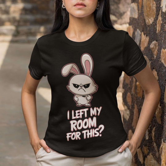 Funny Bunny Unisex T-shirt - I Left My Room For This T-Shirt Printify Black S