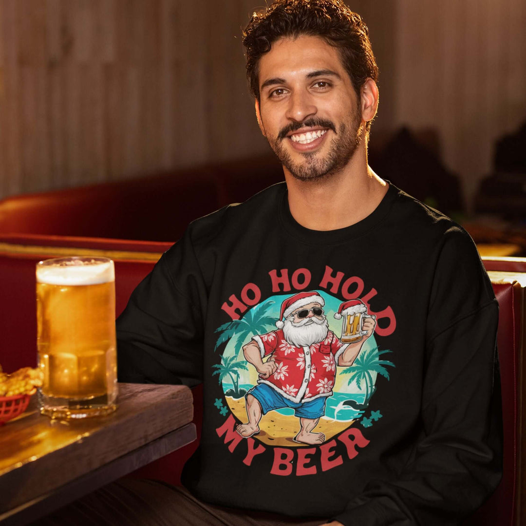 Santa Hold My Beer Sweatshirt Sweatshirt Printify XL Black