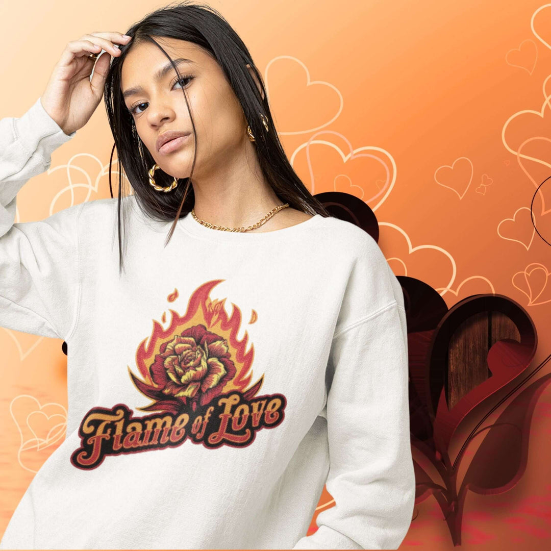 Flame of Love Sweatshirt Sweatshirt Printify White M
