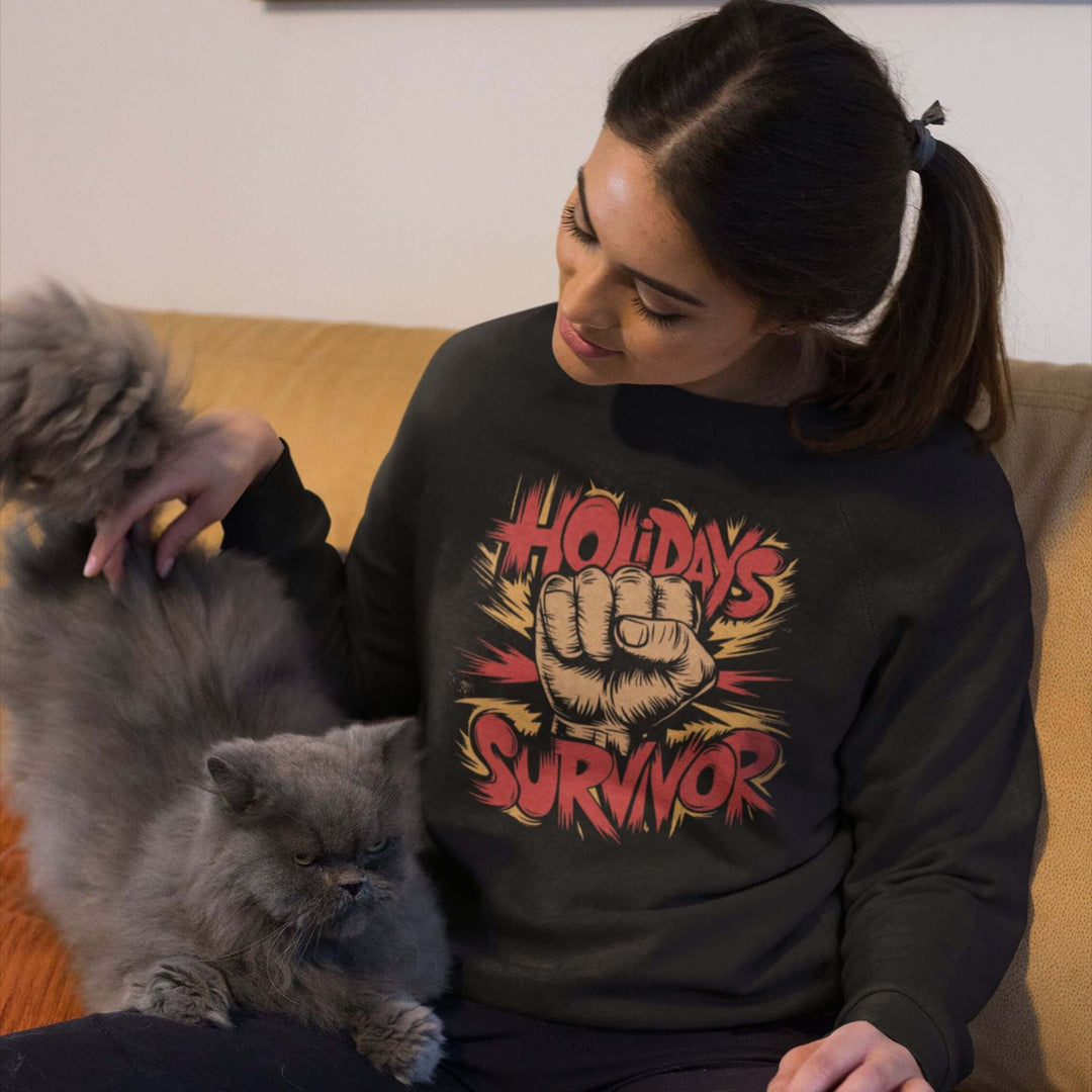 Holidays Survivor Sweatshirt Sweatshirt Printify M Black