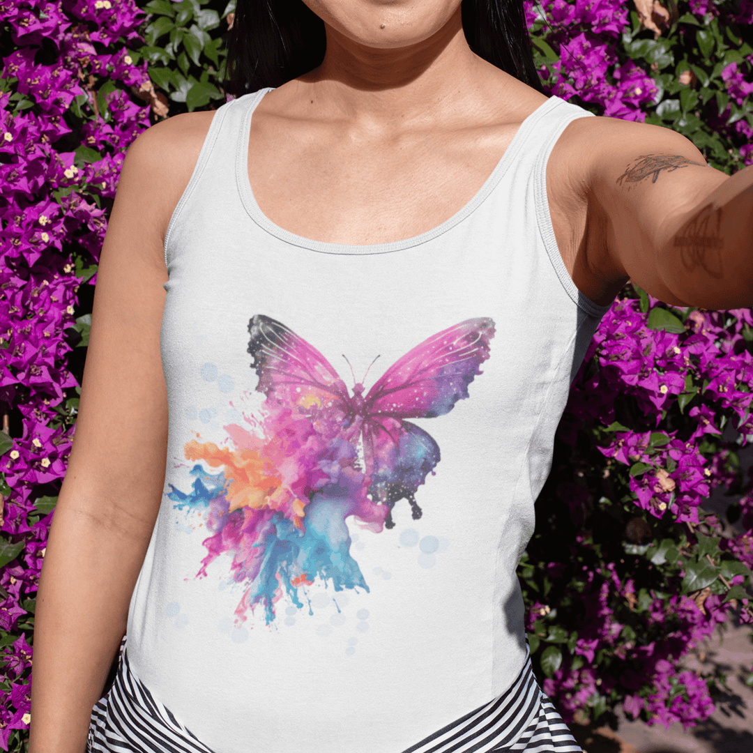 Butterfly Tank Top Tank Top Printify M Solid White
