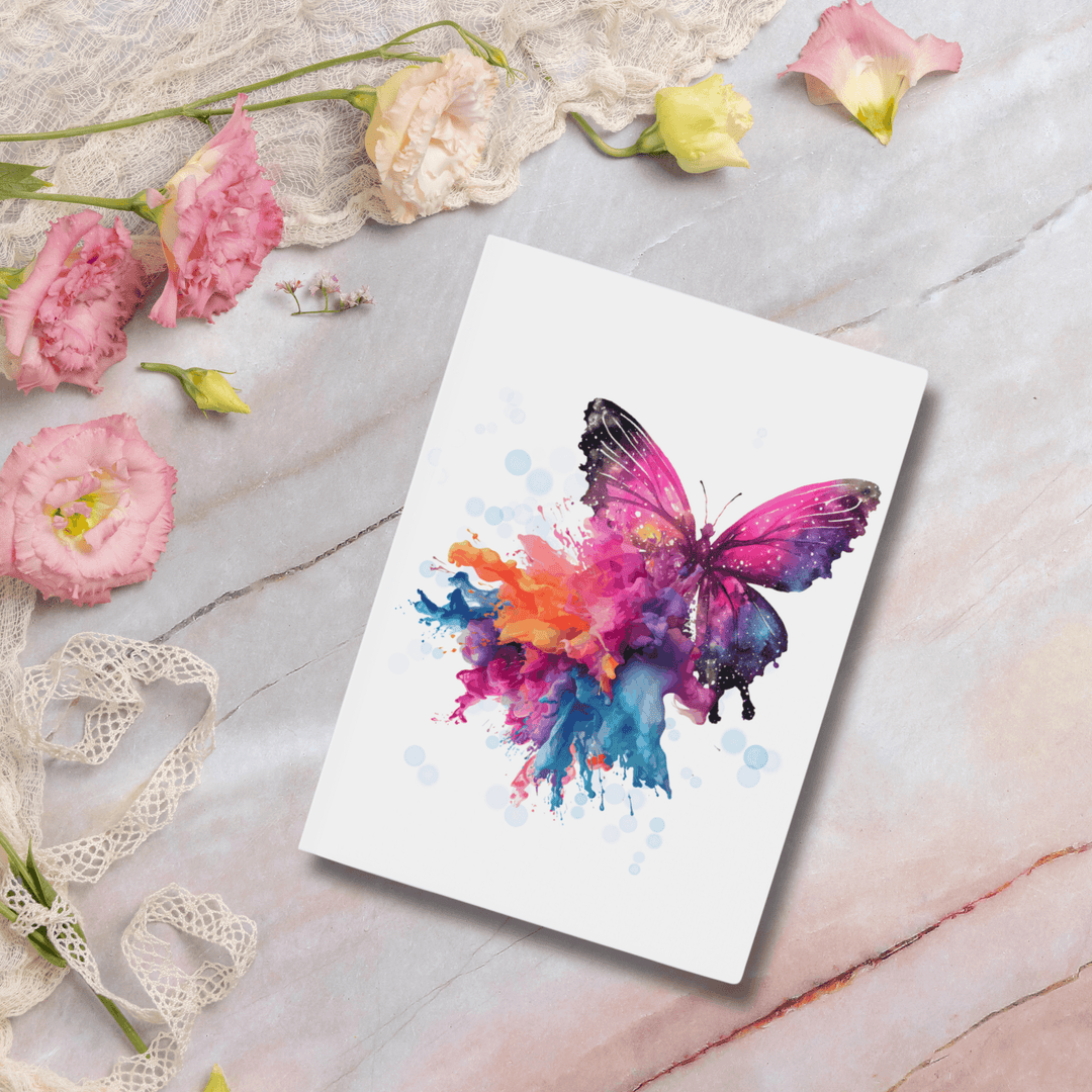 Watercolor Butterfly Journal Paper products Printify Ruled line 5.2" x 7.4"