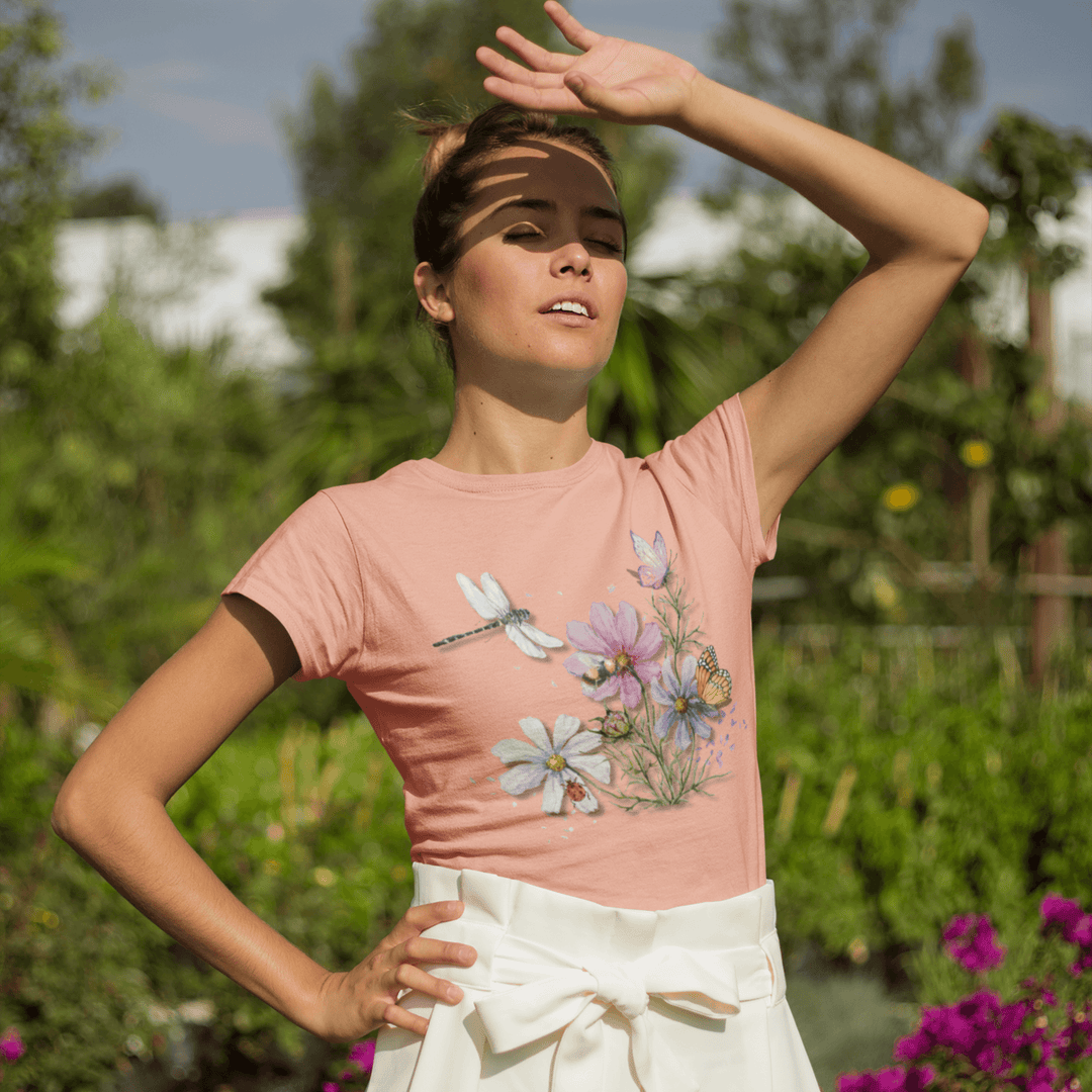 Dragonfly Nature-Inspired Tee Watercolor T-Shirt Printify Sunset S