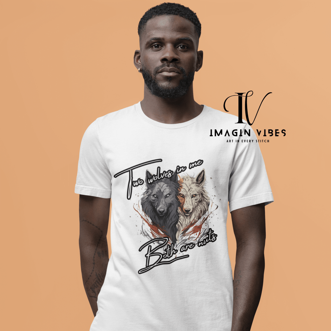 Two Wolves T-Shirt Inside Me – Both Are Crazy T-Shirt Printify White L