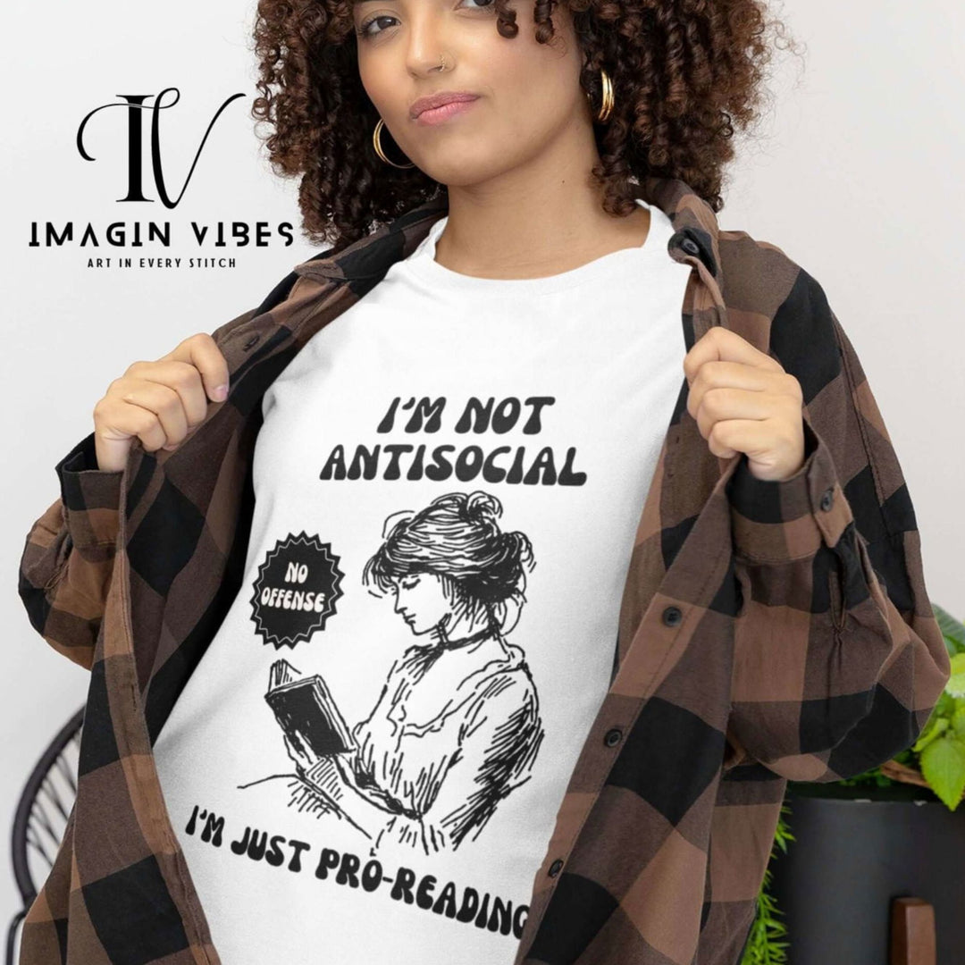 Book Lover Unisex Tee - I'M NOT ANTISOCIAL T-Shirt Printify White M