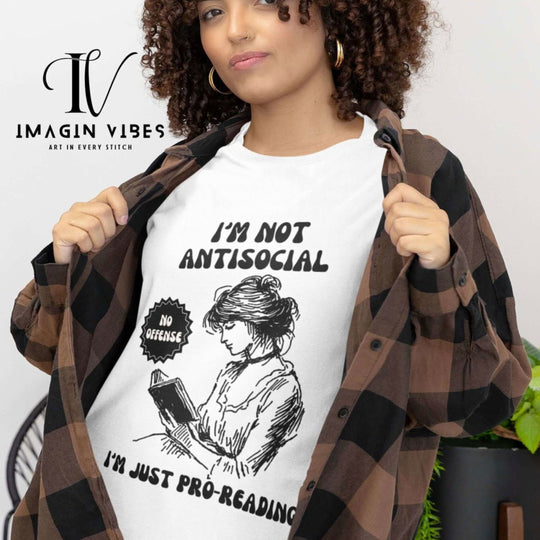 Book Lover Unisex Tee - I'M NOT ANTISOCIAL T-Shirt Printify White M