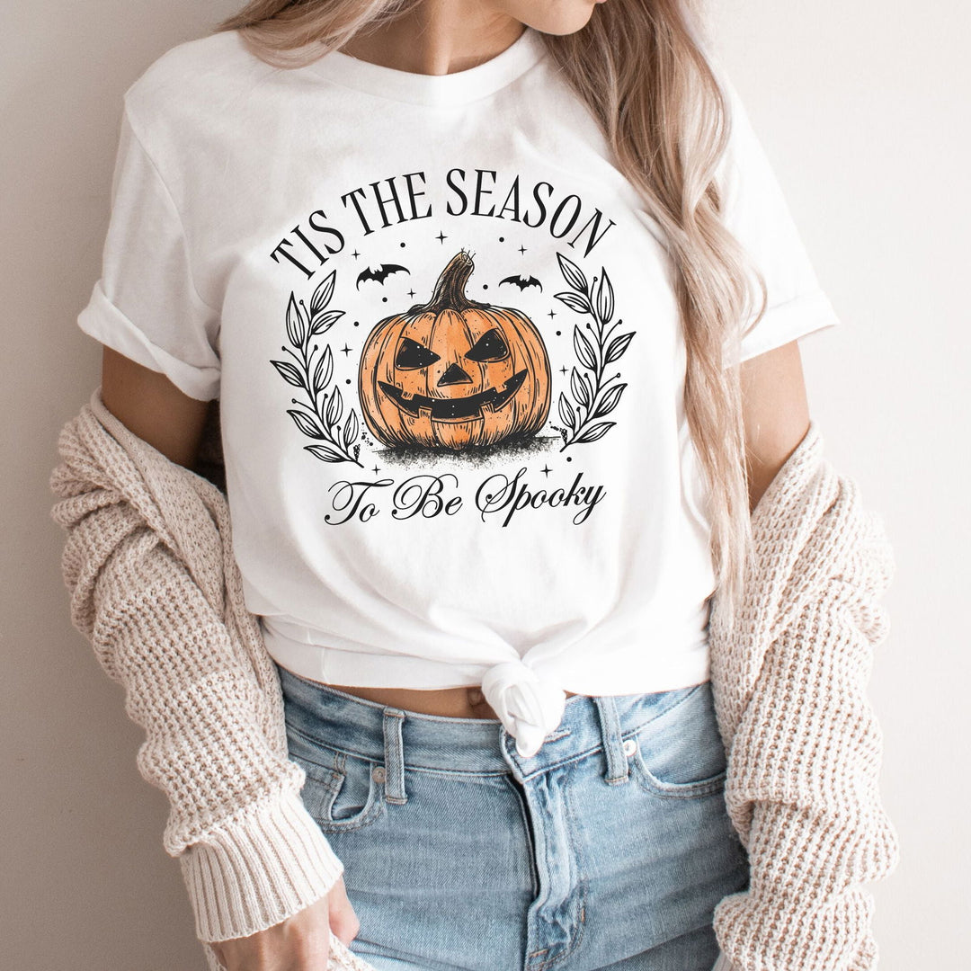 Tis the Season to Be Spooky: Pumpkin Halloween Tee T-Shirt Printify