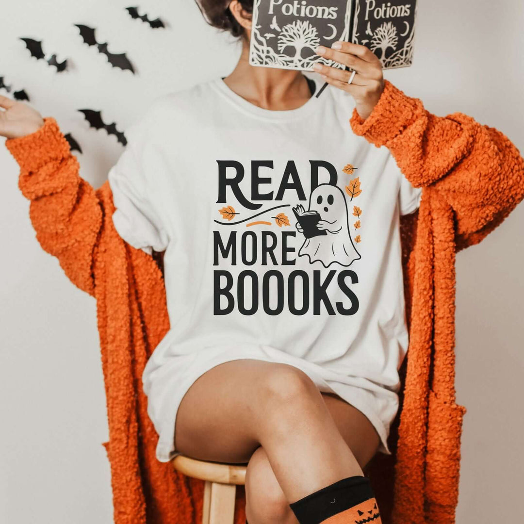 Ghostly Reading Tee T-Shirt Printify
