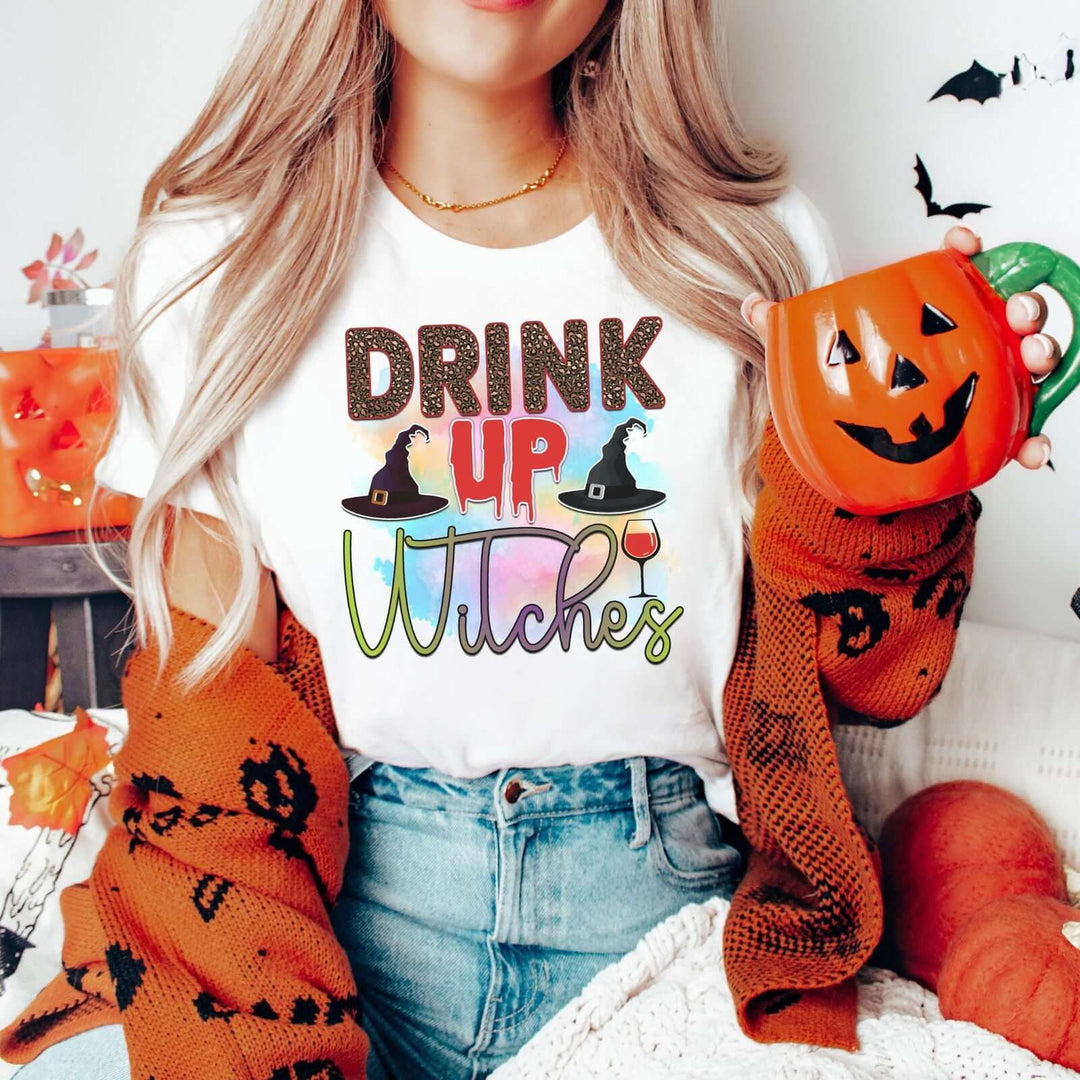 Halloween Party Tee - DRINK UP WITCHES - Unisex Jersey T-Shirt Printify White XS