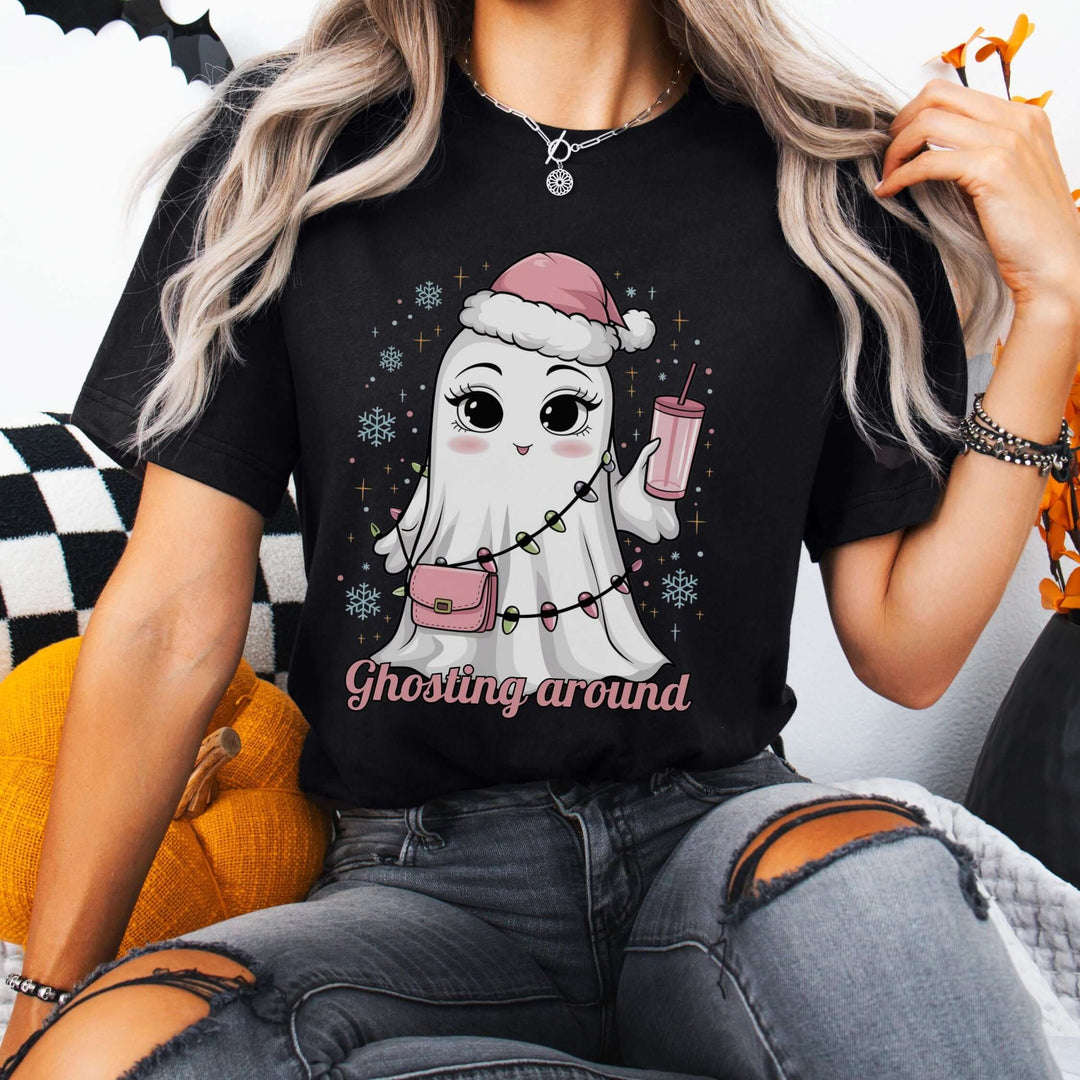 Kawaii Ghost: Ghosting Around T-Shirt T-Shirt Printify Black S