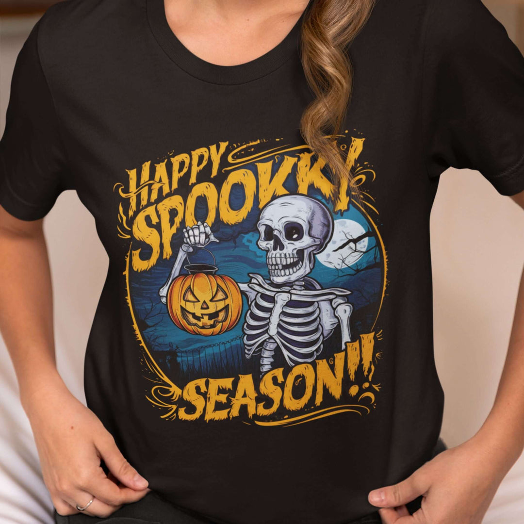 Happy Spooky Season: Skeleton T-Shirt T-Shirt Printify Black S