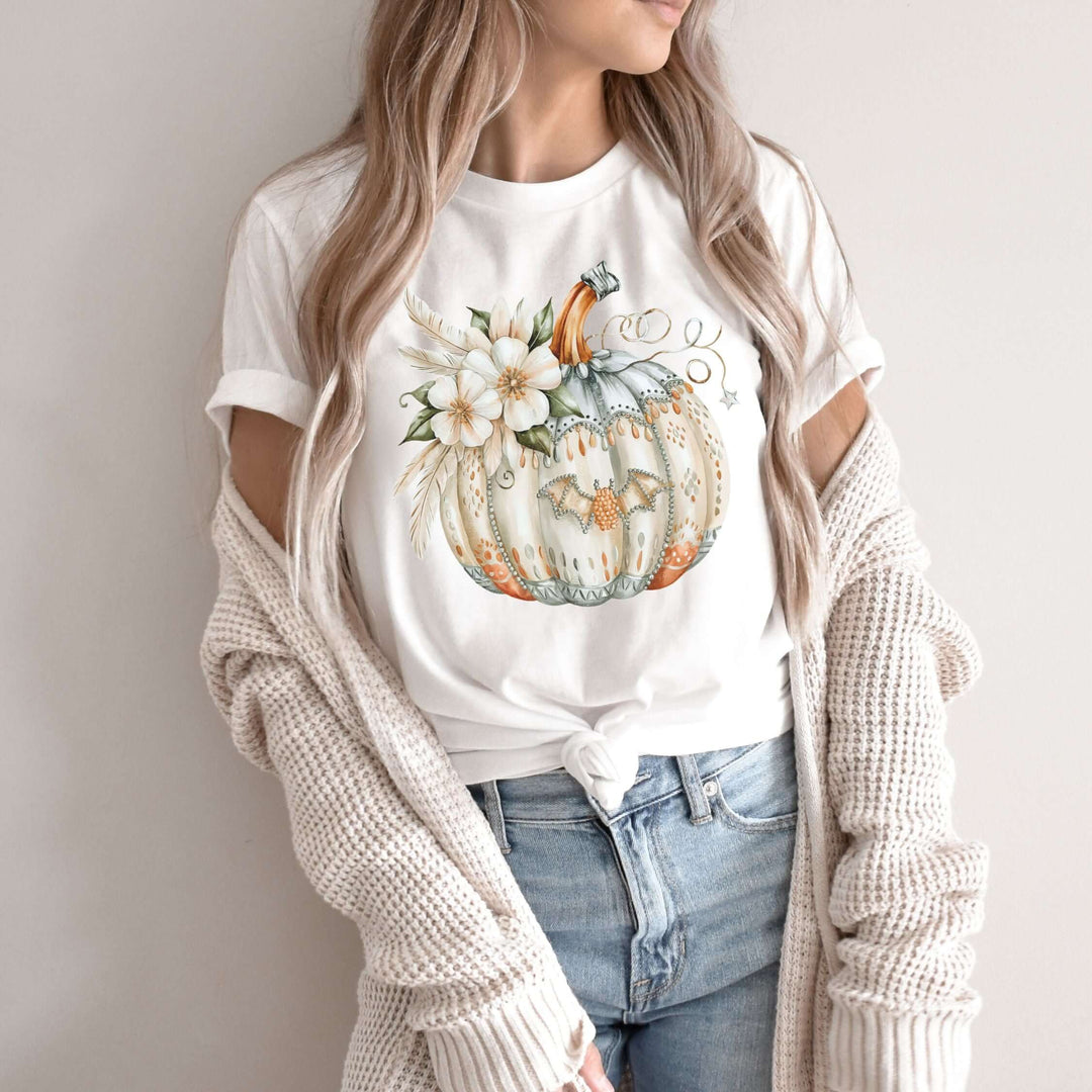 Boho Pumpkin Halloween T-Shirt T-Shirt Printify White M