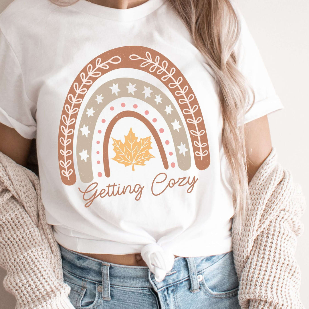 Getting Cozy: Boho Fall T-Shirt T-Shirt Printify White M