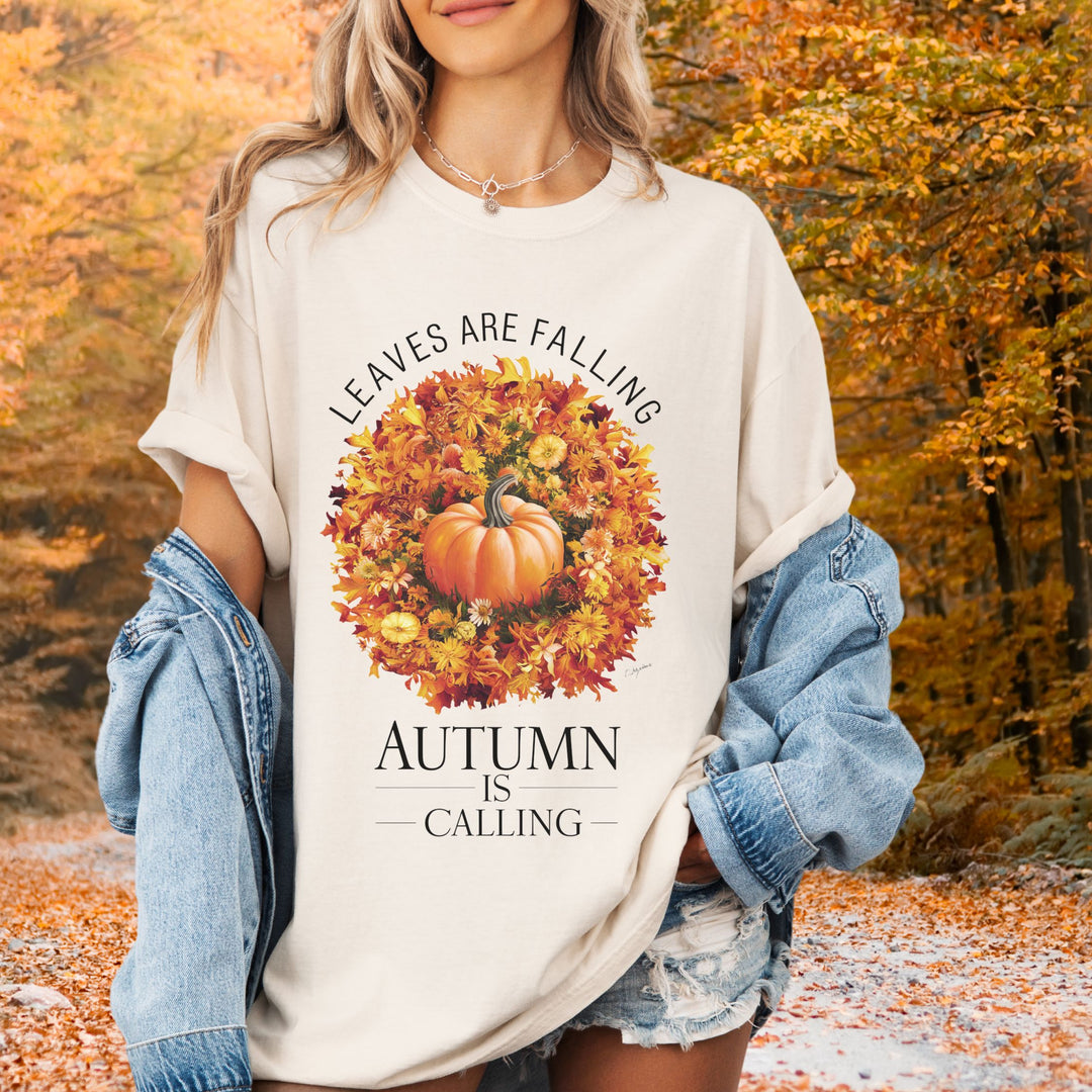Leaves Are Falling Autumn Is Calling T-shirt T-Shirt Printify Natural XL