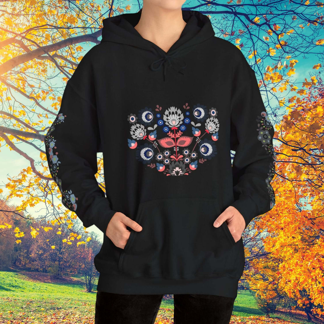 Bohemian Owl Hoodie with Earthy Tones and Floral Motifs Hoodie Printify